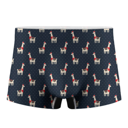 Santa Claus Llama Xmas Pattern Print Men's Boxer Briefs