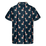 Santa Claus Llama Xmas Pattern Print Men's Short Sleeve Shirt