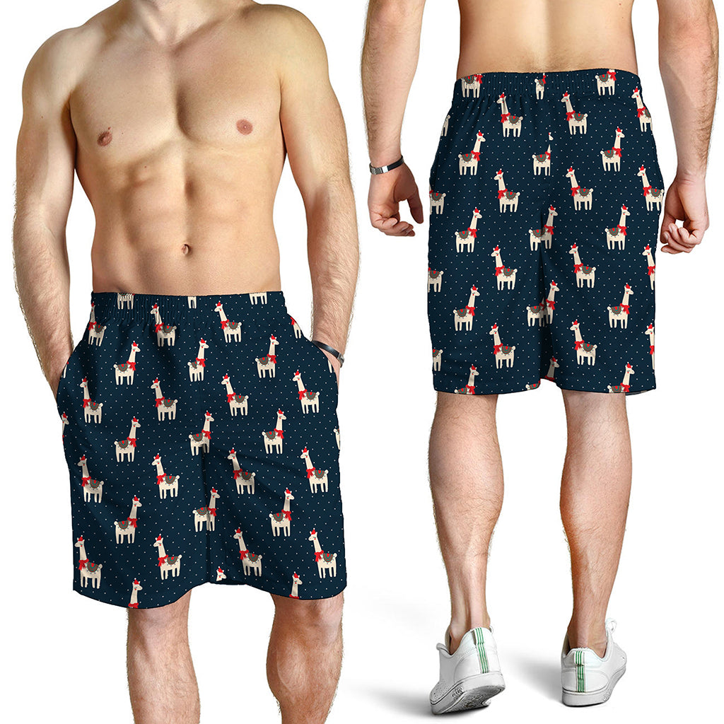 Santa Claus Llama Xmas Pattern Print Men's Shorts