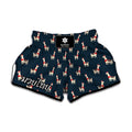 Santa Claus Llama Xmas Pattern Print Muay Thai Boxing Shorts