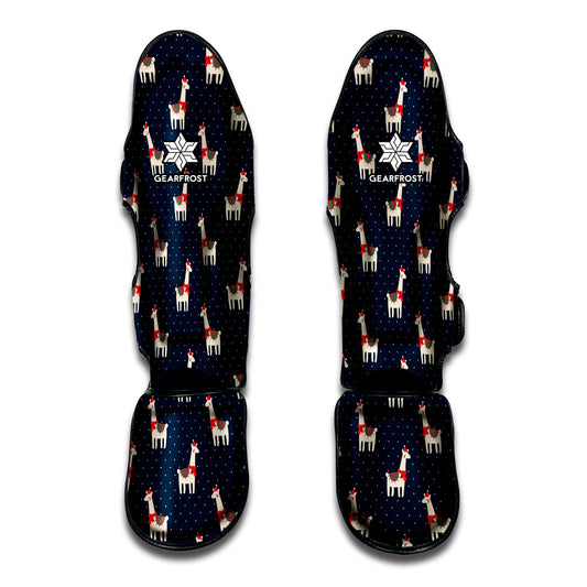 Santa Claus Llama Xmas Pattern Print Muay Thai Shin Guard
