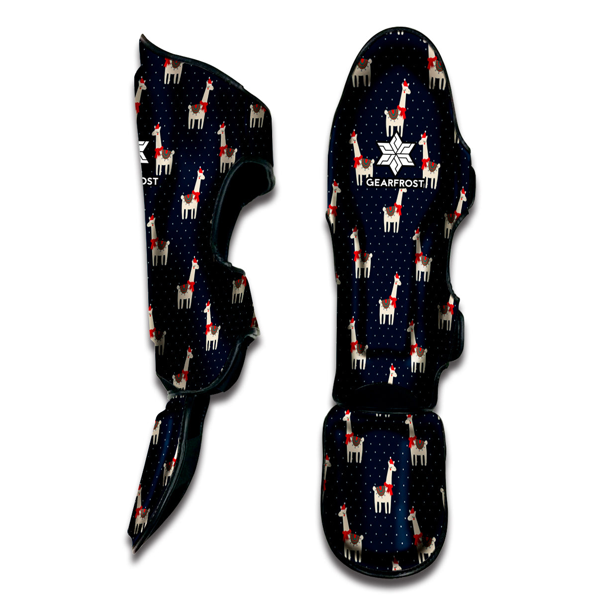 Santa Claus Llama Xmas Pattern Print Muay Thai Shin Guard