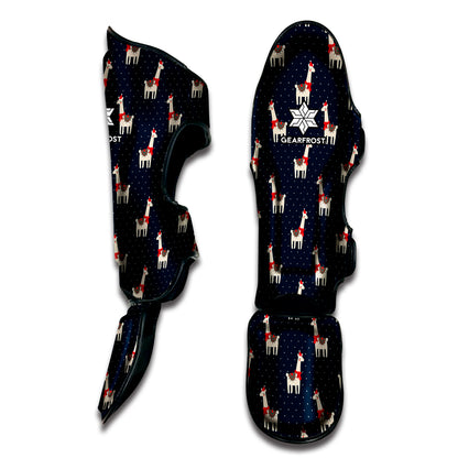 Santa Claus Llama Xmas Pattern Print Muay Thai Shin Guard