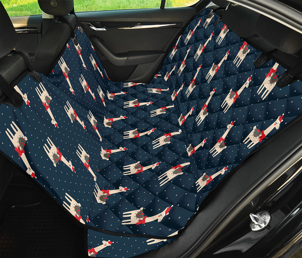 Santa Claus Llama Xmas Pattern Print Pet Car Back Seat Cover