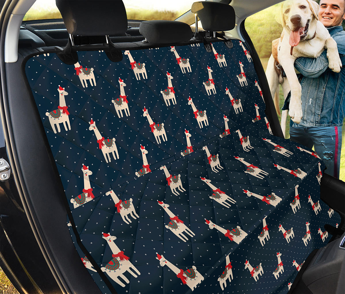 Santa Claus Llama Xmas Pattern Print Pet Car Back Seat Cover