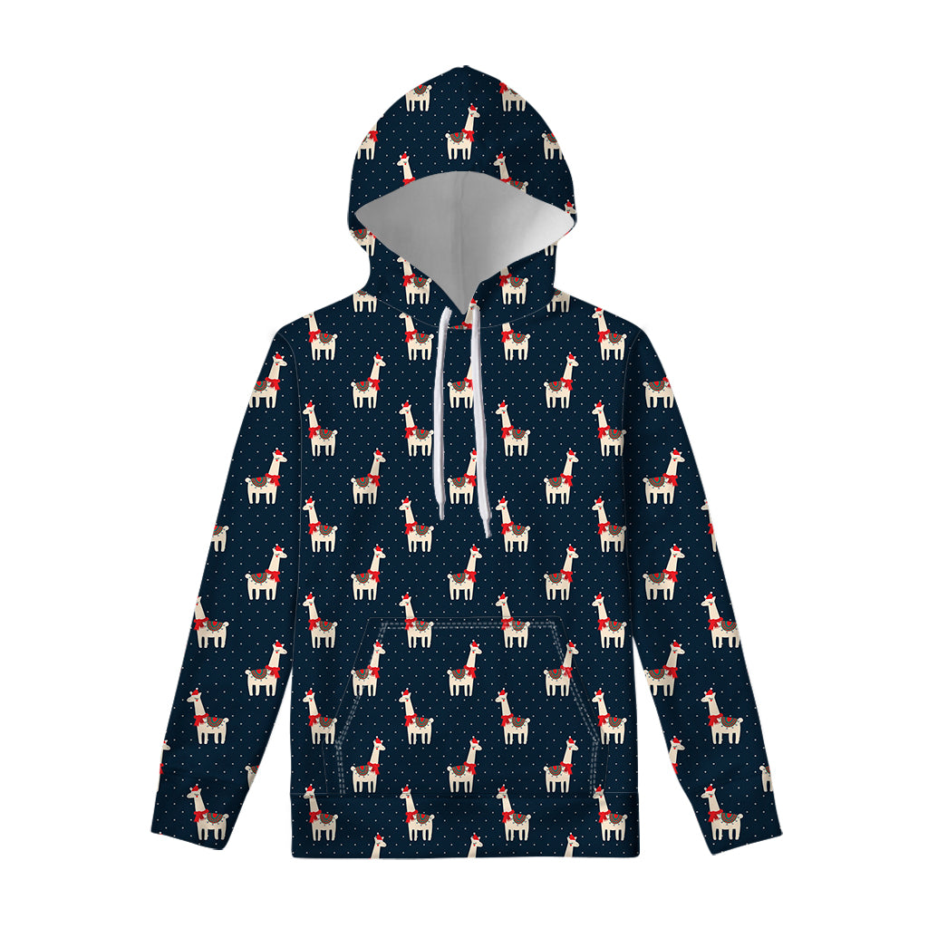 Santa Claus Llama Xmas Pattern Print Pullover Hoodie