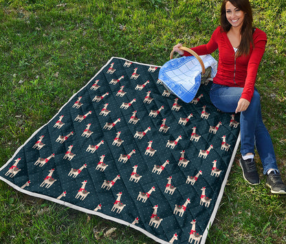 Santa Claus Llama Xmas Pattern Print Quilt