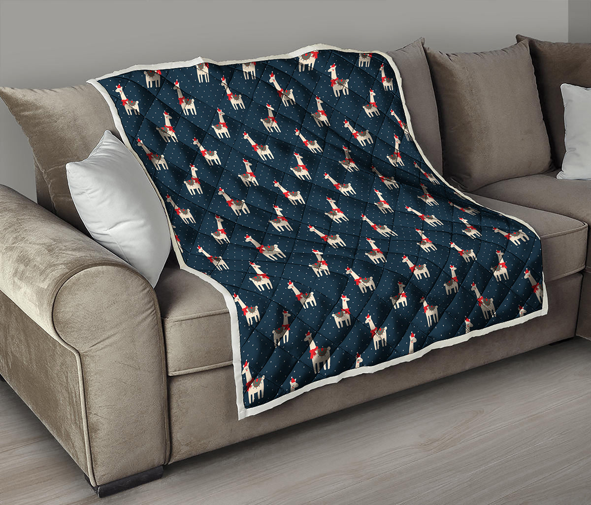 Santa Claus Llama Xmas Pattern Print Quilt