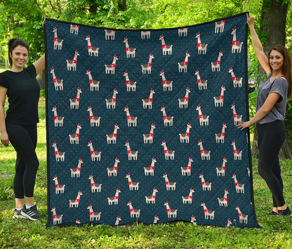 Santa Claus Llama Xmas Pattern Print Quilt