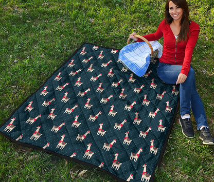 Santa Claus Llama Xmas Pattern Print Quilt