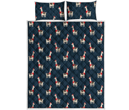 Santa Claus Llama Xmas Pattern Print Quilt Bed Set