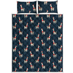 Santa Claus Llama Xmas Pattern Print Quilt Bed Set