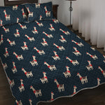 Santa Claus Llama Xmas Pattern Print Quilt Bed Set