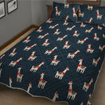 Santa Claus Llama Xmas Pattern Print Quilt Bed Set