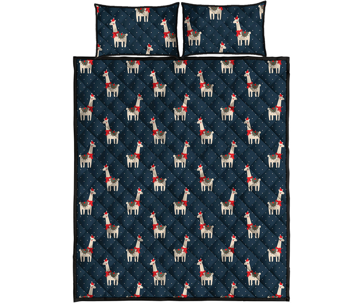 Santa Claus Llama Xmas Pattern Print Quilt Bed Set