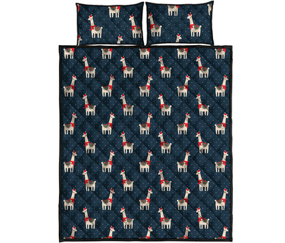 Santa Claus Llama Xmas Pattern Print Quilt Bed Set