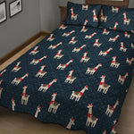 Santa Claus Llama Xmas Pattern Print Quilt Bed Set