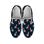 Santa Claus Llama Xmas Pattern Print White Slip On Shoes