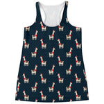 Santa Claus Llama Xmas Pattern Print Women's Racerback Tank Top