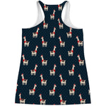 Santa Claus Llama Xmas Pattern Print Women's Racerback Tank Top