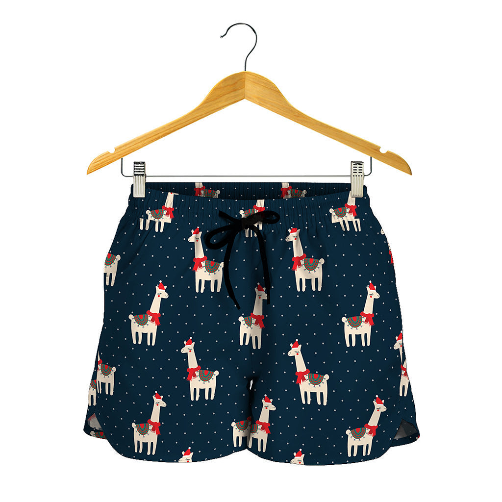 Santa Claus Llama Xmas Pattern Print Women's Shorts