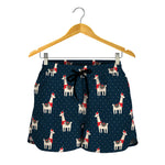 Santa Claus Llama Xmas Pattern Print Women's Shorts