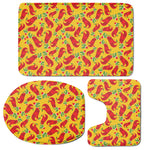 Santa Claus T-Rex Christmas Dino Print 3 Piece Bath Mat Set