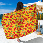 Santa Claus T-Rex Christmas Dino Print Beach Sarong Wrap