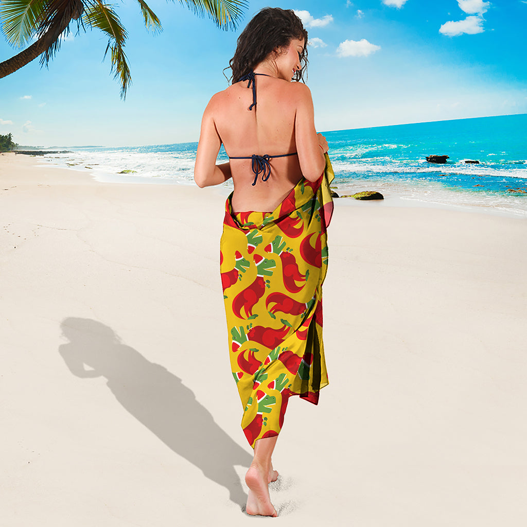 Santa Claus T-Rex Christmas Dino Print Beach Sarong Wrap