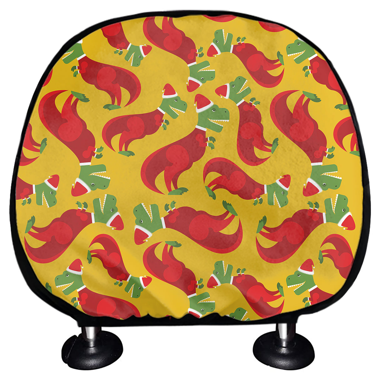 Santa Claus T-Rex Christmas Dino Print Car Headrest Covers