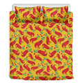 Santa Claus T-Rex Christmas Dino Print Duvet Cover Bedding Set