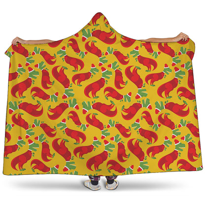 Santa Claus T-Rex Christmas Dino Print Hooded Blanket