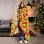 Santa Claus T-Rex Christmas Dino Print Hooded Blanket