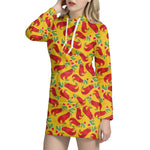 Santa Claus T-Rex Christmas Dino Print Hoodie Dress