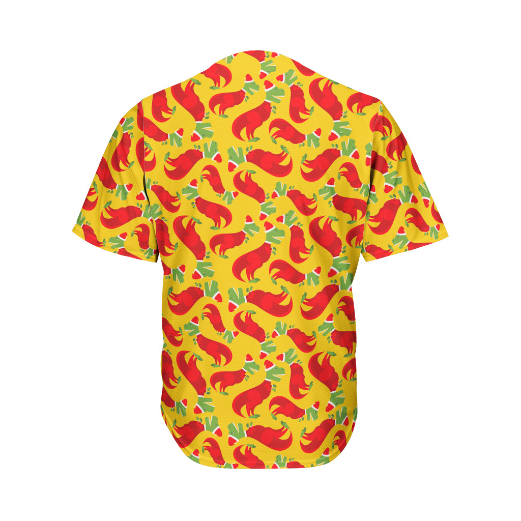 Santa Claus T-Rex Christmas Dino Print Men's Baseball Jersey