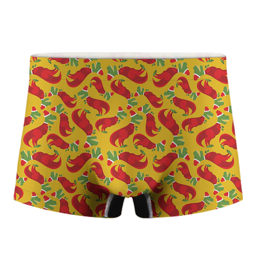 Santa Claus T-Rex Christmas Dino Print Men's Boxer Briefs