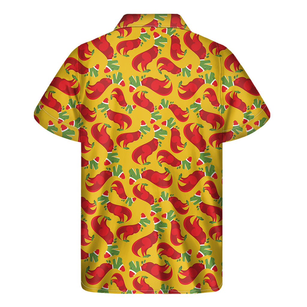 Santa Claus T-Rex Christmas Dino Print Men's Short Sleeve Shirt