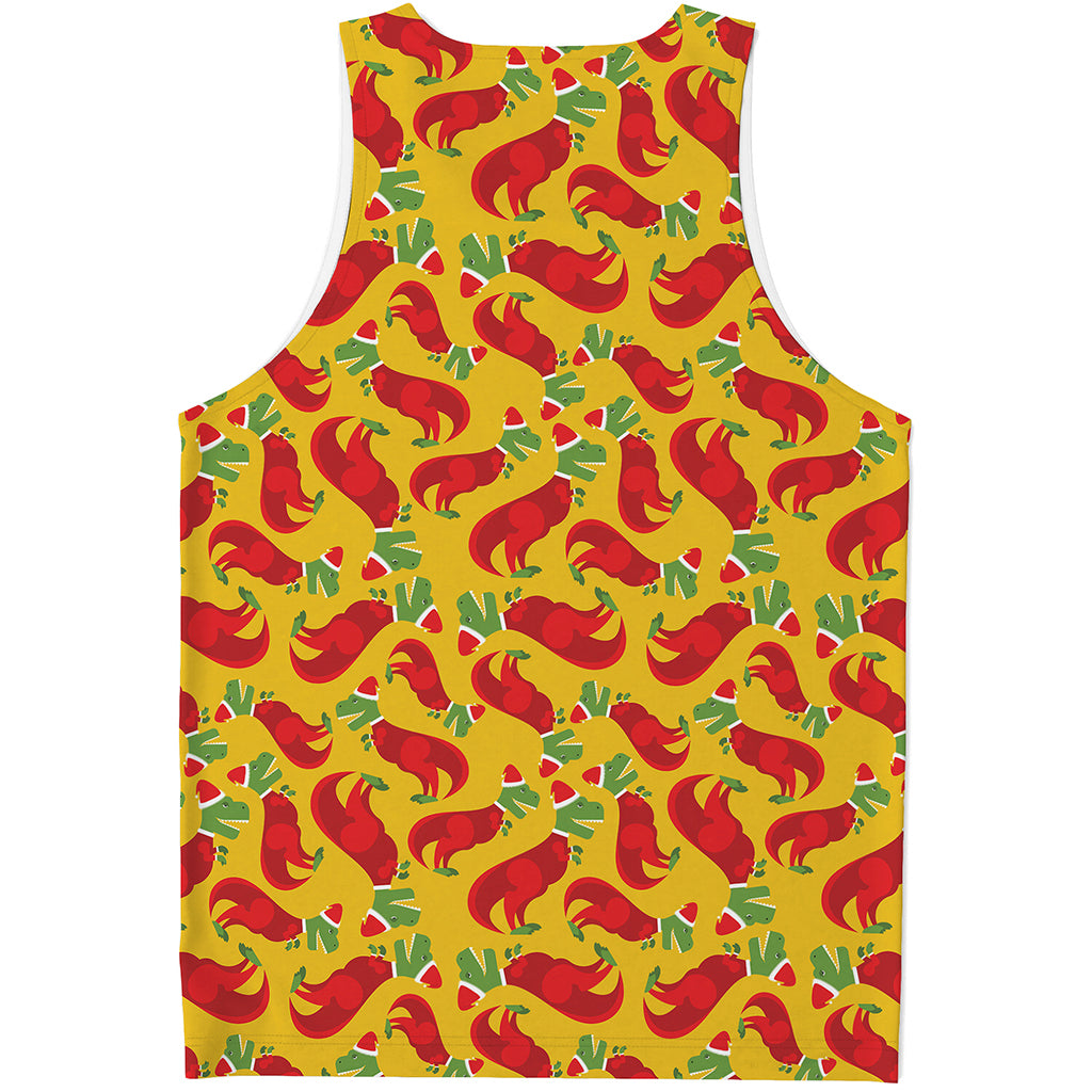 Santa Claus T-Rex Christmas Dino Print Men's Tank Top