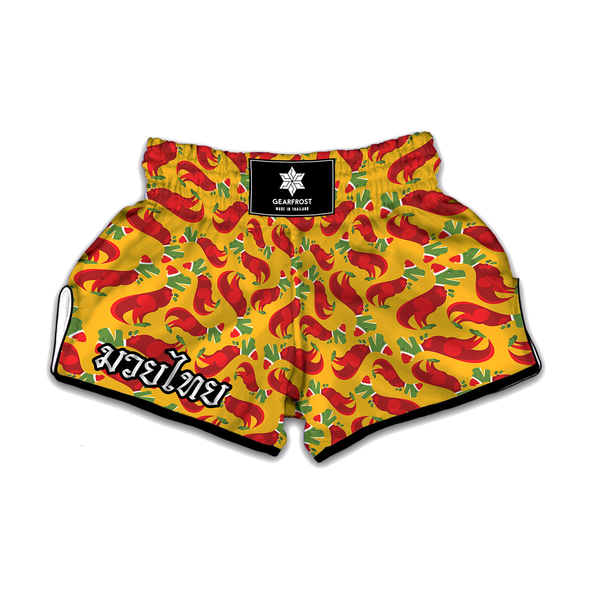 Santa Claus T-Rex Christmas Dino Print Muay Thai Boxing Shorts