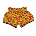 Santa Claus T-Rex Christmas Dino Print Muay Thai Boxing Shorts