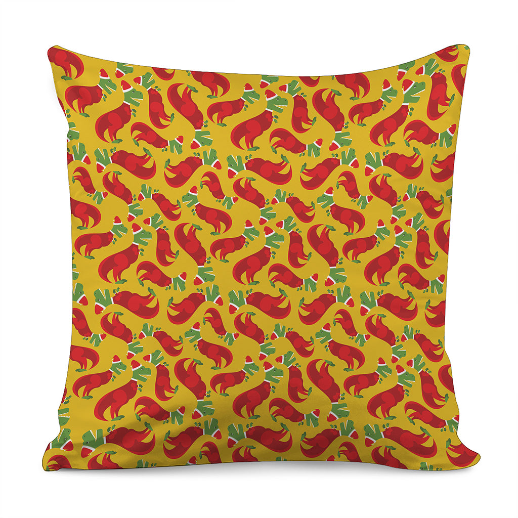 Santa Claus T-Rex Christmas Dino Print Pillow Cover