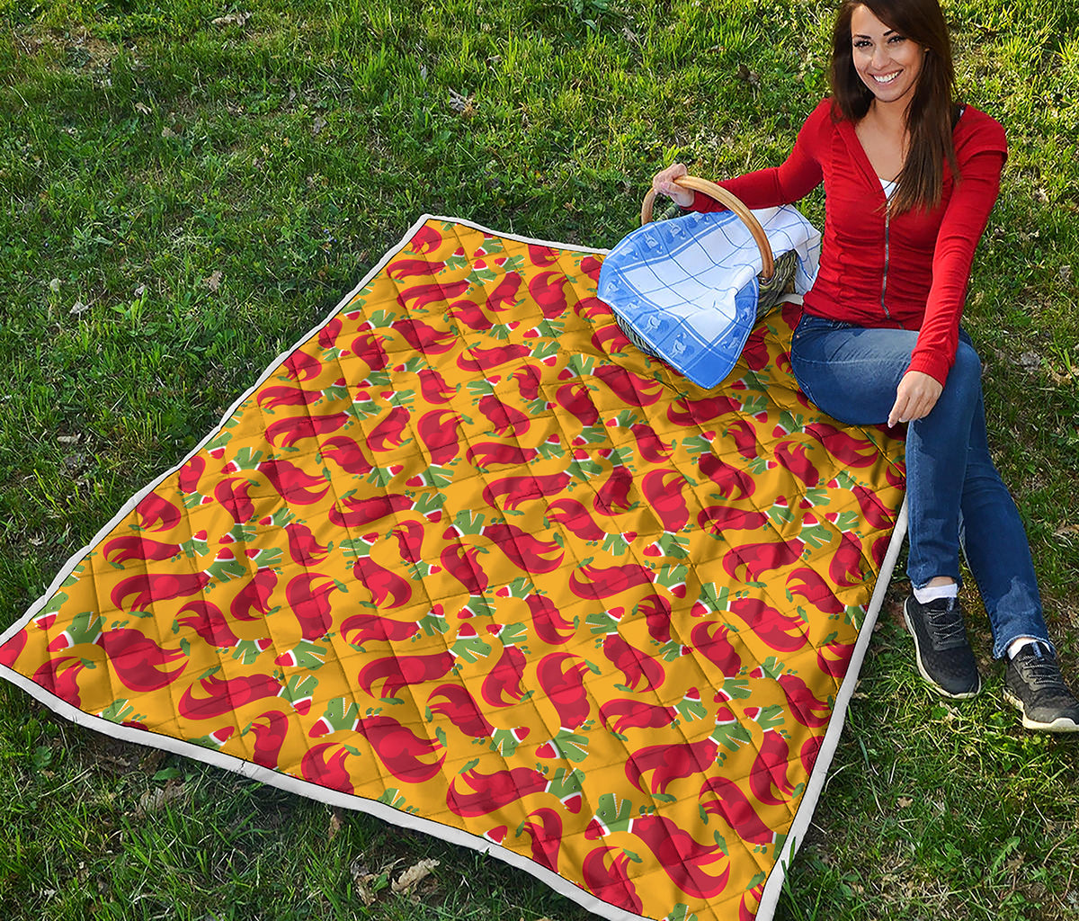 Santa Claus T-Rex Christmas Dino Print Quilt