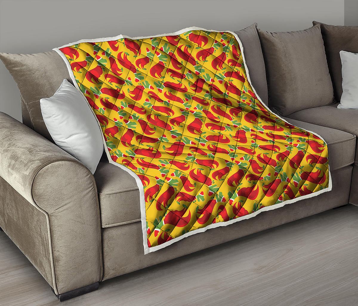 Santa Claus T-Rex Christmas Dino Print Quilt