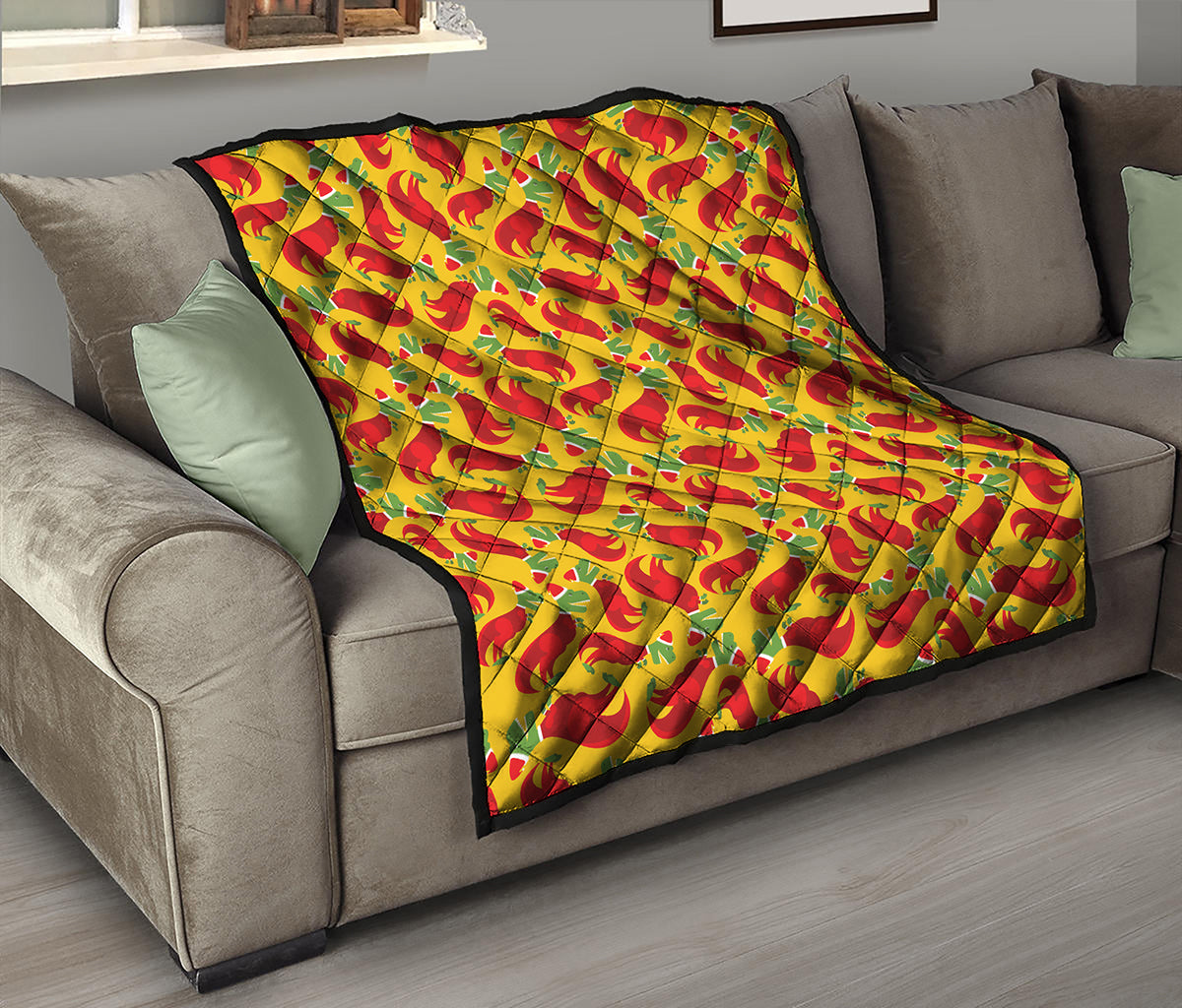 Santa Claus T-Rex Christmas Dino Print Quilt