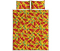 Santa Claus T-Rex Christmas Dino Print Quilt Bed Set
