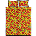 Santa Claus T-Rex Christmas Dino Print Quilt Bed Set