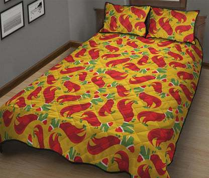 Santa Claus T-Rex Christmas Dino Print Quilt Bed Set