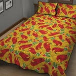 Santa Claus T-Rex Christmas Dino Print Quilt Bed Set