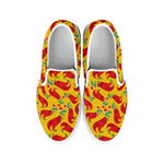 Santa Claus T-Rex Christmas Dino Print White Slip On Shoes