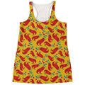 Santa Claus T-Rex Christmas Dino Print Women's Racerback Tank Top